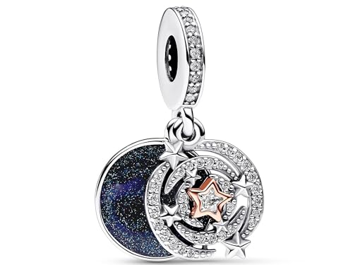 Bicolor Sternschnuppe Stern Doppelter Zirkonia - Charm 925 Silber Bettelarmband Anhänger Zubehör von Streetculture