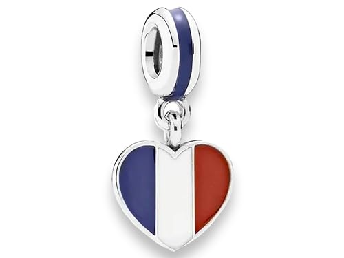 Herz Liebe Eifelturm Croissant Kaffee Paris Frankreich Europa Urlaub - Charm 925 Silber Bettelarmband Anhänger Schmuck von Streetculture