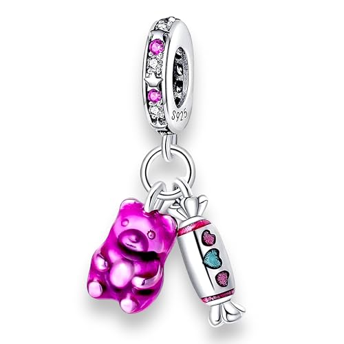 Streetculture Bärchen Teddy Bär BonBon Süßigkeiten Sweets Candy Lila Pink - Charm 925 Silber Bettelarmband Sammlerband Anhänger von Streetculture