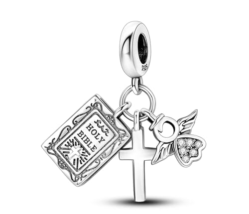 Streetculture Bibel Religion Kirche Engel Kreuz Gott Jesus Glauben - Charm 925 Silber Bettelarmband Anhänger Schmuck von Streetculture