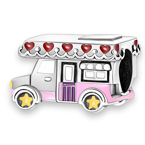 Streetculture Camping Camper Love Caravan Campingwagen Urlaub Tour Trip - Charm 925 Silber Bettelarmband Anhänger Schmuck Sterlingsilber Zubehör von Streetculture