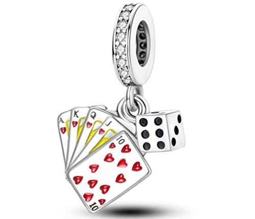 Streetculture Casino Poker Karten Chips Würfel Black Jack Poker - Charm 925 Silber Bettelarmband Anhänger Zubehör Geschenk Sterlingsilber von Streetculture