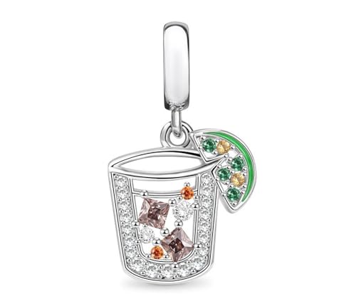 Streetculture Cocktail Mix Limette Eis Alkohol Getränk Glas - Charm 925 Silber Bettelarmband Anhänger Zubehör von Streetculture