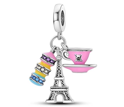 Streetculture Eifelturm Paris Macaron Urlaub Frankreich - Charm 925 Silber Bettelarmband Anhänger Zubehör Geschenk Sterlingsilber von Streetculture