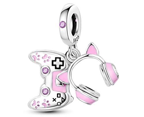 Streetculture Gamer Spieler Girl Controller Kopfhörer Computer Influencer - Charm 925 Silber Bettelarmband Anhänger Schmuck Geschenk Sterlingsilber von Streetculture