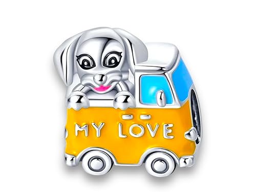 Streetculture Hund My Love - Meine Liebe - Camper Caravan Urlaub Reise - Bettelarmband 925 Silber Charm Anhänger Schmuck Zubehör Geschenk Sterlingsilber von Streetculture