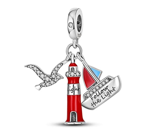 Streetculture Leuchtturm Küste Schifffahrt Boot Meer - Charm 925 Silber Bettelarmband Anhänger Zubehör Geschenk Sterlingsilber von Streetculture