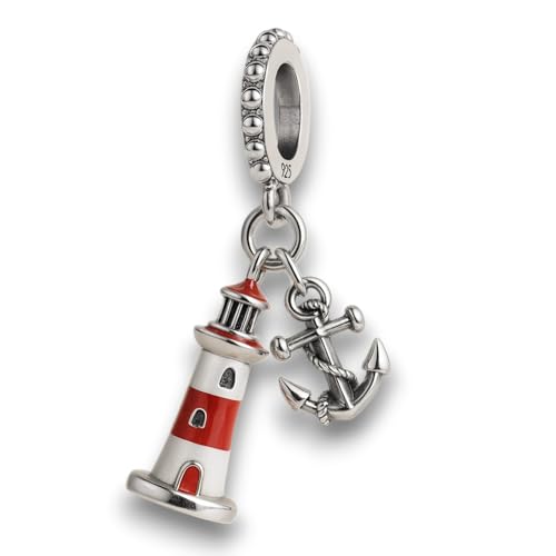 Streetculture Leuchtturm Maritim Küste Schifffahrt Boot Meer Seefahrer Kapitän Schiff Insel Warnung - Charm 925 Silber Bettelarmband Anhänger Zubehör Geschenk Sterlingsilber von Streetculture