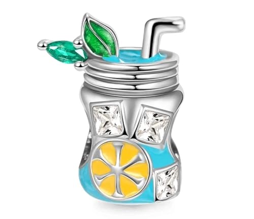 Limonade auf Eis - Becher Cocktail Getränk Urlaub Strand - Charm 925 Silber Bettelarmband Anhänger Zubehör Geschenk Sterlingsilber von Streetculture