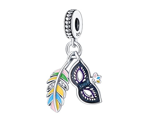 Streetculture Maske Fasching Maskenball Karneval Geheimnis Anonym Tanz Tasnzabend Ball - Charm 925 Silber Bettelarmband Anhänger Schmuck Geschenk Sterlingsilber von Streetculture