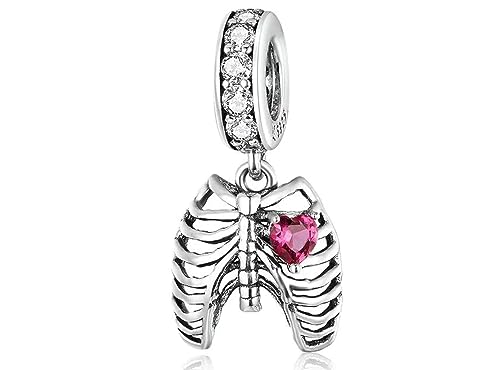 Streetculture Rippenkäfig Torso Brustkorb Anatomie Body Love Herz Skelett Gerippe Rippen Arzt Doktor - Charm 925 Silber Bettelarmband Anhänger Zubehör Geschenk Sterlingsilber von Streetculture