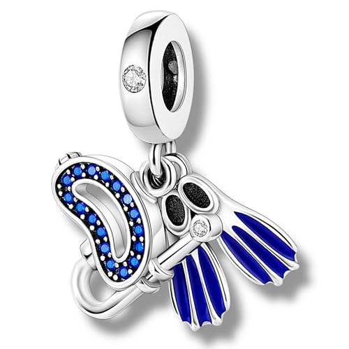 Streetculture Tauchen Schnorcheln Tauchausrüstung Urlaub Sommer Sonne Pool Meer Schwimmen Baden - Charm 925 Silber Bettelarmband Anhänger Schmuck Sterlingsilber von Streetculture