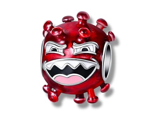 Virus Bakterie - Lustiger Cartoon Krankheit Gesundheit Arzt Candy Red Emaille - Charm 925 Silber Kette Bettelarmband Anhänger Zubehör Sterlingsilber von Streetculture