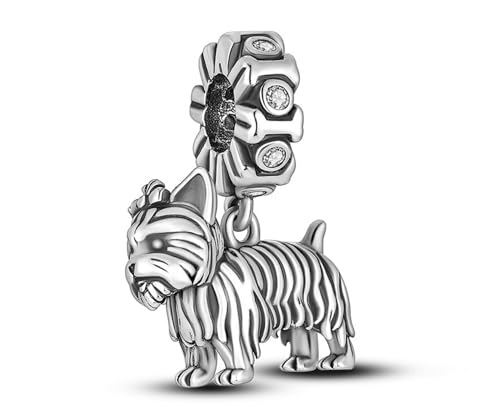 Streetculture Yorkshire Westie Shih Tzu Schnauzer Bulldogge Hund Bettelarmband Anhänger Schmuck Dekoration Zubehör 925 Silber Geschenk Sterlingsilber von Streetculture