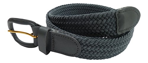 Streeze 30mm Herren Damen elastischer Gürtel gewebter. 6 Größen: Small - 3XL Geflochtener Stretchgürtel mit Lederschnalle (Grau, 3XL) von Streeze