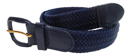 Streeze 30mm Herren Damen elastischer Gürtel gewebter. 6 Größen: Small - 3XL Geflochtener Stretchgürtel mit Lederschnalle (Marine, M) von Streeze