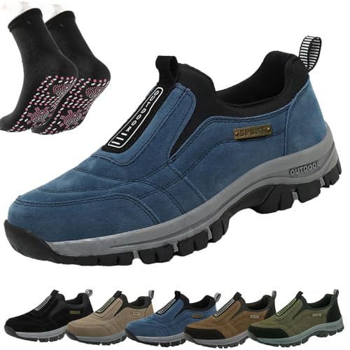 Hatme Shoes,hatme Herrenschuhe, hatme Schuhe, orthopädische Schuhe Herren, orthopädische Wanderschuhe Herren, hatme Wanderschuhe (Blau,42 EU Weit) von Strehenmo