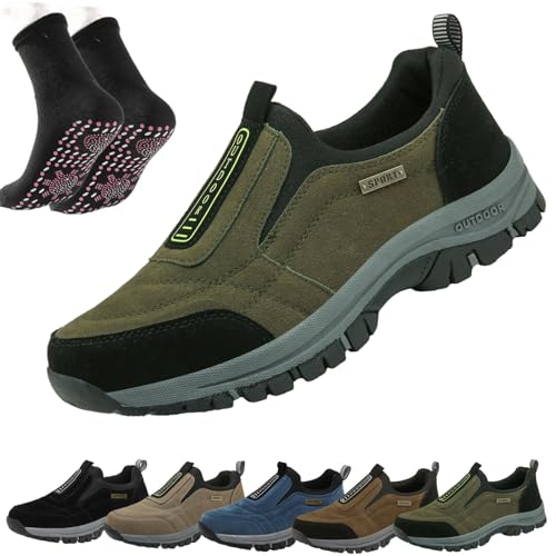 Hatme Shoes,hatme Herrenschuhe, hatme Schuhe, orthopädische Schuhe Herren, orthopädische Wanderschuhe Herren, hatme Wanderschuhe (Grün,43 EU Weit) von Strehenmo