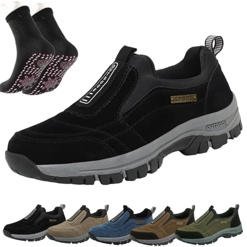 Hatme Shoes,hatme Herrenschuhe, hatme Schuhe, orthopädische Schuhe Herren, orthopädische Wanderschuhe Herren, hatme Wanderschuhe (Schwarz,40 EU Weit) von Strehenmo