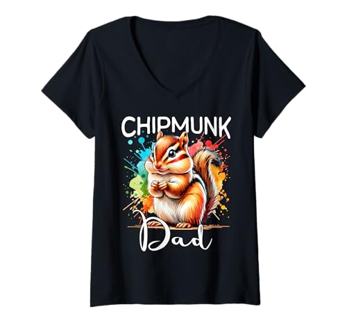 Damen Chipmunk Dad Streifenhörnchen Papa T-Shirt mit V-Ausschnitt Damen Chipmunk Dad Streifenhörnchen Papa T-Shirt mit V-Ausschnitt von Streifenhörnchen Papa Für Herren