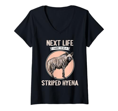 Damen Streifenhyänen Streifenhyäne T-Shirt mit V-Ausschnitt Damen Streifenhyänen Streifenhyäne T-Shirt mit V-Ausschnitt von Streifenhyänen Streifenhyäne Tier Shop