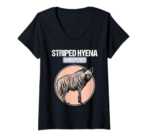 Damen Streifenhyänen Streifenhyäne T-Shirt mit V-Ausschnitt Damen Streifenhyänen Streifenhyäne T-Shirt mit V-Ausschnitt von Streifenhyänen Streifenhyäne Tier Shop