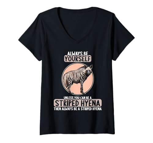 Damen Streifenhyänen Streifenhyäne T-Shirt mit V-Ausschnitt von Streifenhyänen Streifenhyäne Tier Shop