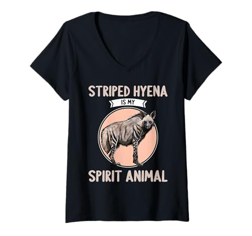 Damen Streifenhyänen Streifenhyäne T-Shirt mit V-Ausschnitt Damen Streifenhyänen Streifenhyäne T-Shirt mit V-Ausschnitt von Streifenhyänen Streifenhyäne Tier Shop