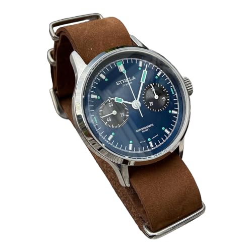 Strela Herren Armbanduhr mit Sea-Gull ST1901 Uhrwerk Chronograph Handaufzug Cosmos Panda 40mm von Strela