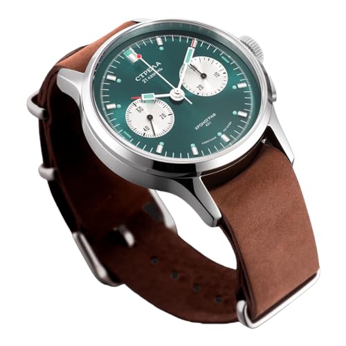 Strela Herren Armbanduhr mit Sea-Gull ST1901 Uhrwerk Chronograph Handaufzug Cosmos Panda 40mm von Strela