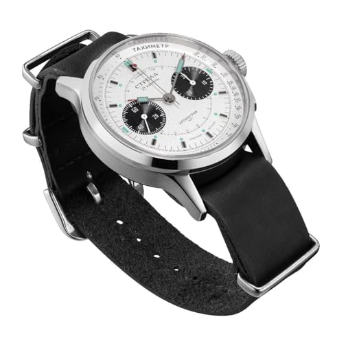 Strela Herren Armbanduhr mit Sea-Gull ST1901 Uhrwerk Chronograph Handaufzug Cosmos Panda 40mm von Strela