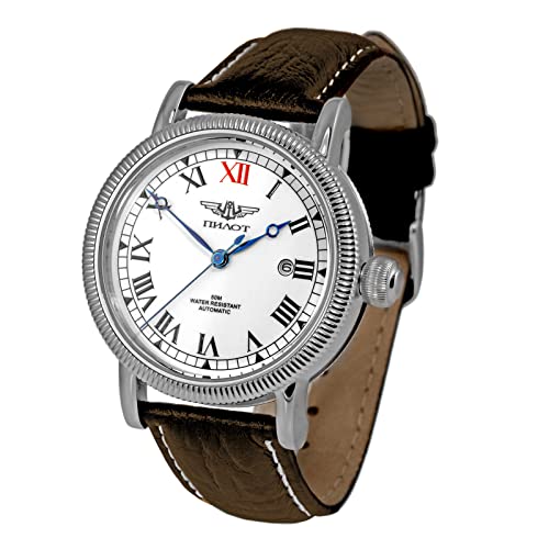 Strela Pilot Germany Fliegeruhr Miyota 8215 43mm Klassische automatische mechanische Automatik Uhr mit Handaufzug Retro B-Uhr von Strela