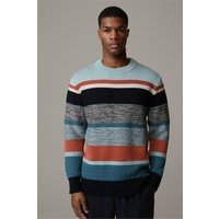 Baumwoll-Pullover Adrain, blau/orange/schwarz gestreift von Strellson
