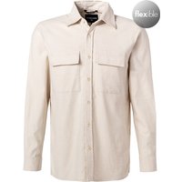 Strellson Herren Overshirt beige Baumwolle-Leinen meliert von Strellson