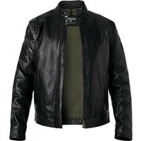 Strellson Herren Lederjacke schwarz Lammnappa unifarben von Strellson