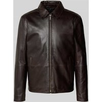 Strellson Regular Fit Lederjacke aus echtem Lammnappa Modell 'KELLAN' in Dunkelbraun, Größe 54 von Strellson