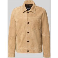 Strellson Regular Fit Lederjacke aus echtem Ziegen-Velours Modell 'FLINT' in Sand, Größe 56 von Strellson