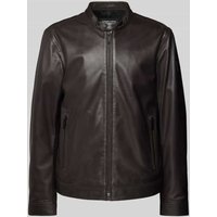 Strellson Slim Fit Lederjacke mit Reißverschlusstaschen Modell 'JACE' in Dunkelbraun, Größe 54 von Strellson