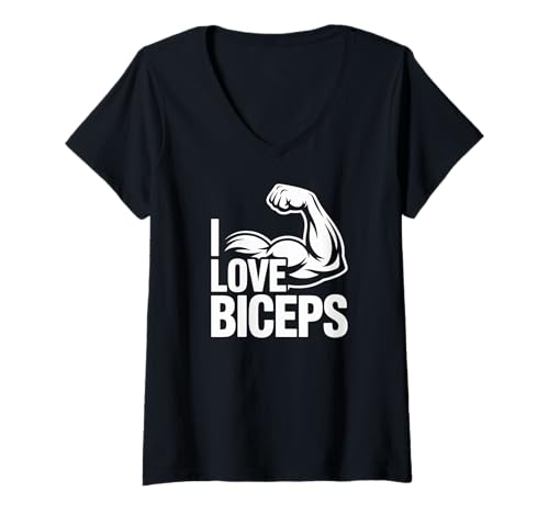 Damen I Love Bizeps Muscle Motivation Fitness T-Shirt mit V-Ausschnitt Damen I Love Bizeps Muscle Motivation Fitness T-Shirt mit V-Ausschnitt von Strength Fitness Motivation Gym Workout