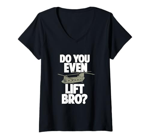 Damen Helikopter Gym Pun Gewichtheben Hubschrauber Fans Bodybuilder T-Shirt mit V-Ausschnitt Damen Helikopter Gym Pun Gewichtheben Hubschrauber Fans Bodybuilder T-Shirt mit V-Ausschnitt von Strength Sports Funny Helicopter Bodybuilding Joke