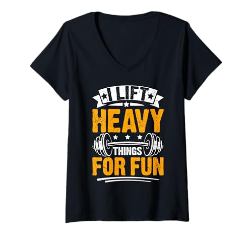 Damen I Lift Heavy Things for Fun Gym Motivational T-Shirt mit V-Ausschnitt Damen I Lift Heavy Things for Fun Gym Motivational T-Shirt mit V-Ausschnitt von Strength Training Humor Fitness Lovers