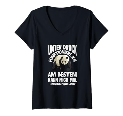 Damen Lustiges Unter Druck Funktioniere Ich Am Besten T-Shirt mit V-Ausschnitt von Stress Witzige Sprüche Shirts Geschenke