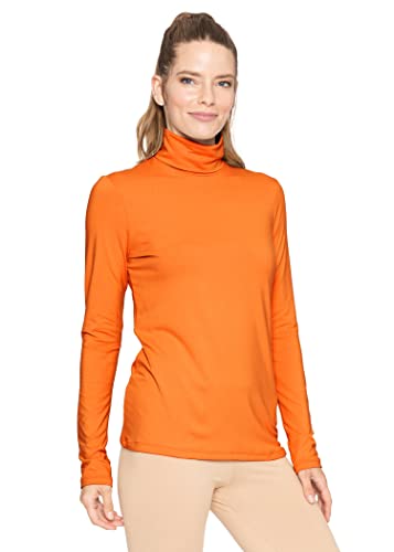 Damen Übergröße Warm Langarm Rollkragen Top | Ultra weich | Erwachsene XL bis 5X, Orange/Abendrot im Zickzackmuster (Sunset Chevron), 4X von Stretch Is Comfort