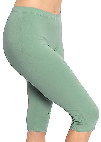 Damen und Übergröße Knielang und knöchellange Leggings | X-Small - 7X Erwachsene, Salbeigrün, M von STRETCH IS COMFORT