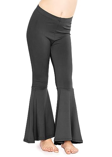 Mädchen Stretch Bell Bottoms Flare Pants Little | Big Kid Rüschen Bootcut Leggings, Schwarz, 40 von STRETCH IS COMFORT