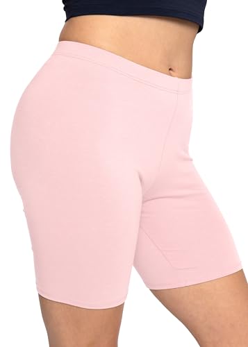 Stretch Is Comfort Bike Shorts für Damen | Athletic Workout Shorts | Baumwolle | SM-5XL, Hellrosa Farbe, X-Groß von Stretch Is Comfort