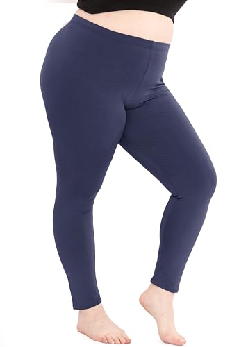 Stretch is Comfort Women's Cotton Plus Size Leggings Navy Blue 2XL von Stretch is Comfort