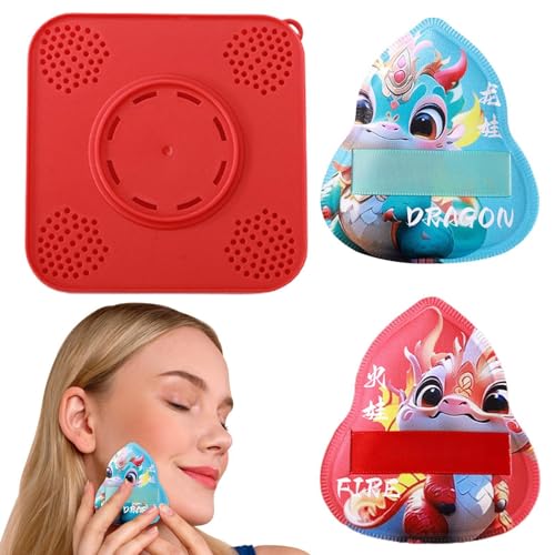 Streysisl Make-up-Puderquaste – Drachenmuster Einstellung Puderquaste – Gesichts-Make-up-Quaste mit Aufbewahrungsbox, Beauty-Make-up-Tools, Make-up-Schwämme für Frauen von Streysisl