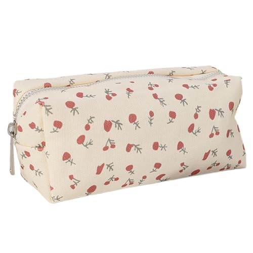 Streysisl Make-up-Tasche mit Blumenmuster – Kirsch-Make-up-Tasche, Federmäppchen, wiederverwendbare Reise-Kosmetiktasche, Make-up-Aufbewahrungs-Organizer für Stift, Bleistift und Marker von Streysisl