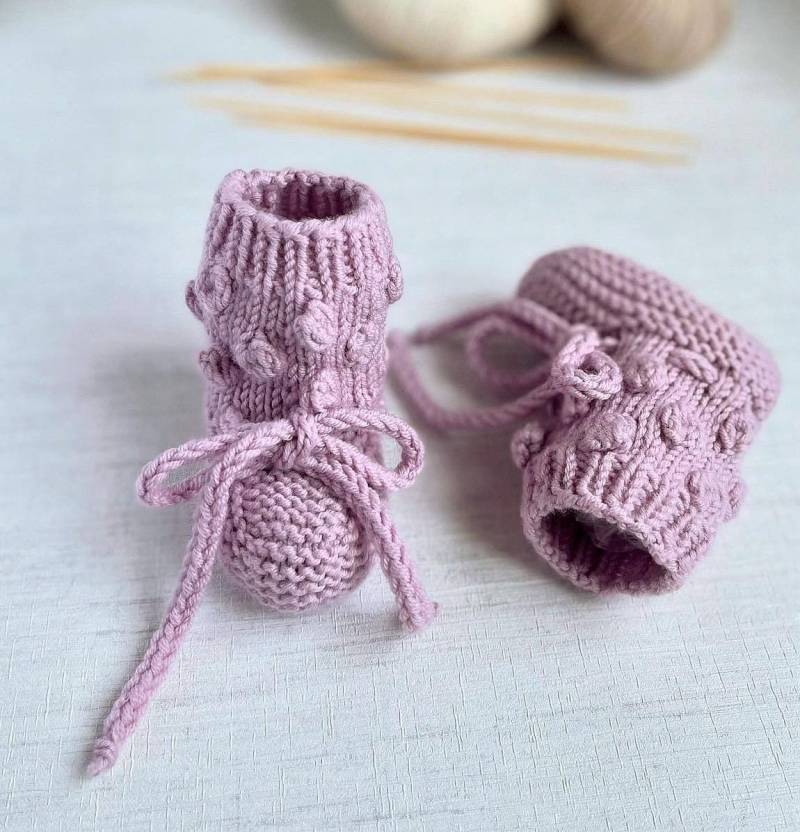 Babyschuhe, Merinowolle, Gr. 16, 0 - 3 Monate, Babyboots, Babysocken Gestrickt Babyschuhe, Merinowolle, Gr. 16, 0 - 3 Monate, Babyboots, Babysocken Gestrickt von StrickLaune